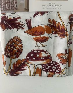 New Mushrooms Birds Shower Curtain