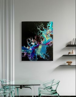 Acrylic Pour Fluid Art Painting – 16x20, Bloom Technique