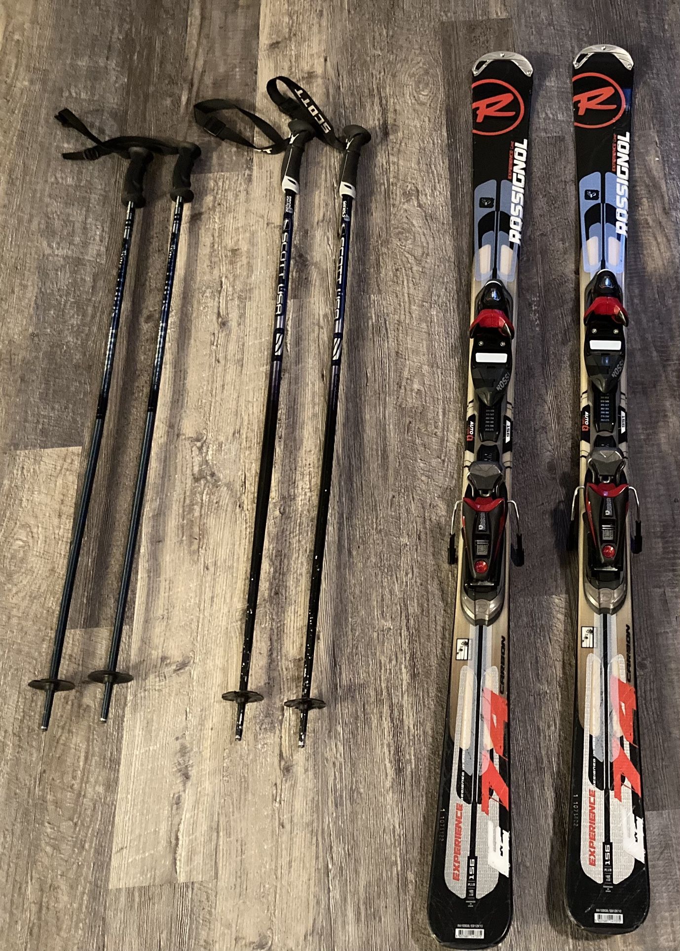 Rossignol Experience Skis 156cm, Poles Set 