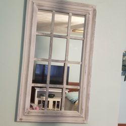Window Pane Mirror With Wood Like Frame