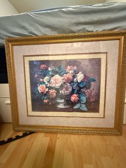 Framed floral artwork