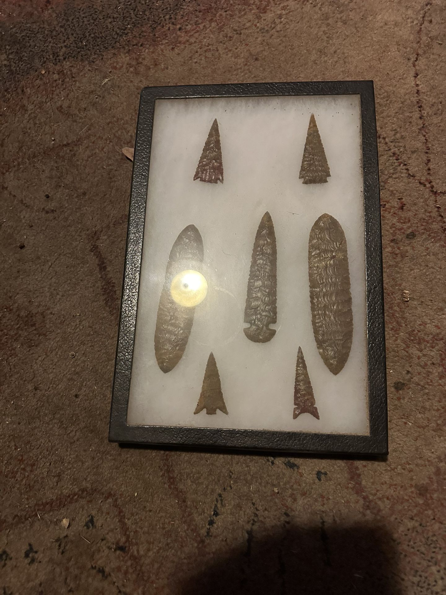 Display Case Of Arrow Heads