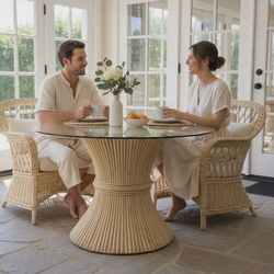 1970’s Mcguire Sheaf Of Wheat Mosaic Dining Table