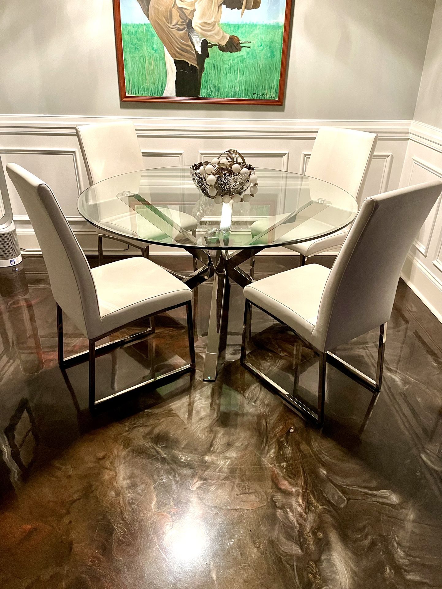 4 Chair Glass Dining Table