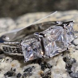 Sterling Silver.925 Engagement Or Wedding Ring 