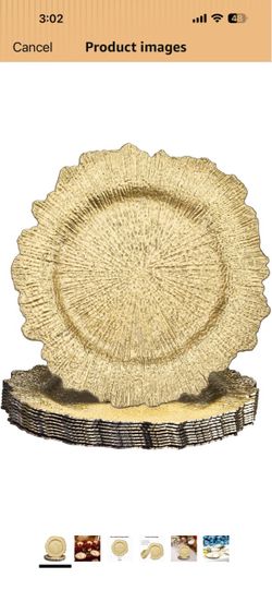 uxcell 10pcs Charger Plates Bulk 13 Inch Plastic Charger Plates Round Plate Charger for Dinner Wedding Party Event Table Setting Decoration Gold