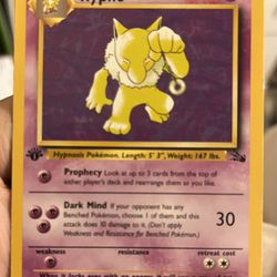 1st Edition Non Holo Hypno Rare Pokemon Fossil in Excellent Condition