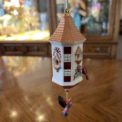 Adorable Lenox Winter Greetings Birdhouse Hanging Ornament - Like New 