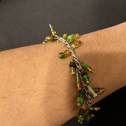 Handcrafted Sterling Silver & Glass Bead Dangle Bracelet