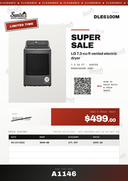 LG DLE6100M Electric Dryer