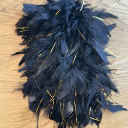 New Black & Gold Matching Band Feather Plume 
