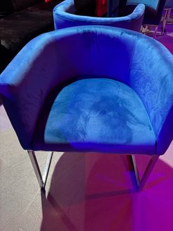 Blue velvet dining chairs