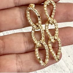 Givenchy Faux Diamond Gold Tone Link Drop Post Earrings 