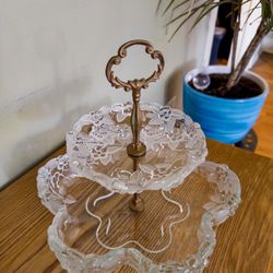 Vintage Mikasa Walther Crystal "Carmen" two-tier serving tray from West Germany