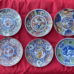 Vintage Japanese Imari Porcelain Plates - Set of 6, Hand-Painted Style, 6 3/8", Mid-Century Showa Era Export Ware BEST OFFER