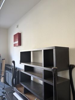 Dark Wood Bookshelf/TV Stand with Open Shelves