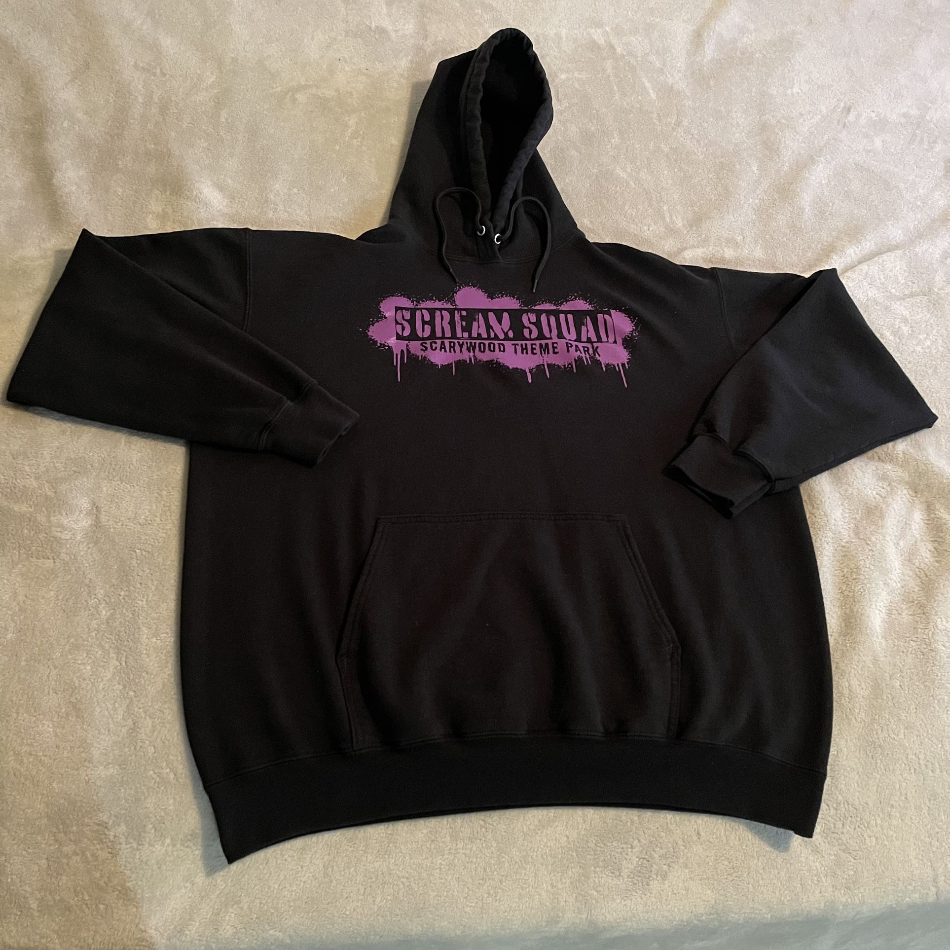 Theme Park Hoodie Adult XL Black Sweatshirt Pullover Sweater Streetwear Vacation