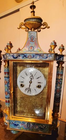 Vintage Chinese Cloisonne Enameled Mantel  Clock