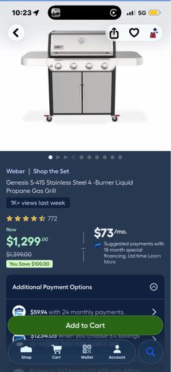 Weber Genesis S-415 4-Burner Gas Grill