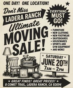 HUGE Moving Sale - Sat. June 20th - 7am - 2pm