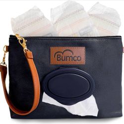 Bumco Diaper Clutch - Portable Wipes Dispenser & Baby Travel Essential, Airtight Refillable Wipes Dispenser, Travel Baby Essentials, Diaper Bag Purse 