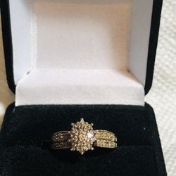 10K REAL GOLD AND SMALL ROUND CUT BRILLIANTS DIAMONDS
