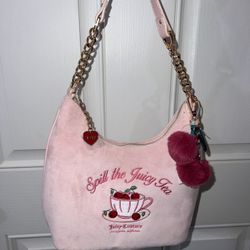 Juicy Couture Spill the Juicy Tea hobo Pink Clay bag purse 