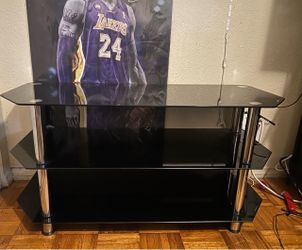 3-Tier Black Glass TV Stand