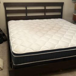 Ethan Allen King Bed Frame with box spring and clean king mattress. New over  $2500