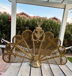 Antique Brass Peacock Fireplace Sceen