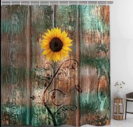 New sunflower shower curtain with hooks