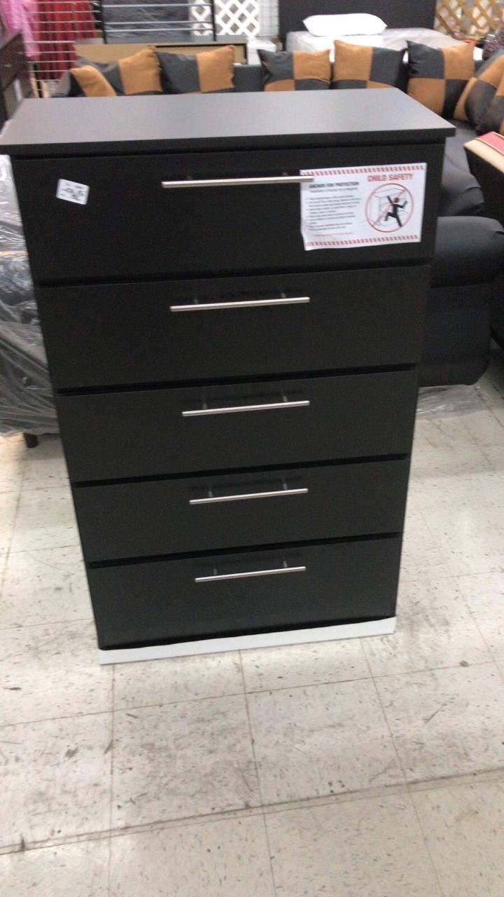 Chest 5 Drawers (BRAND NEW) GAVETERO BLACK OR WHITE