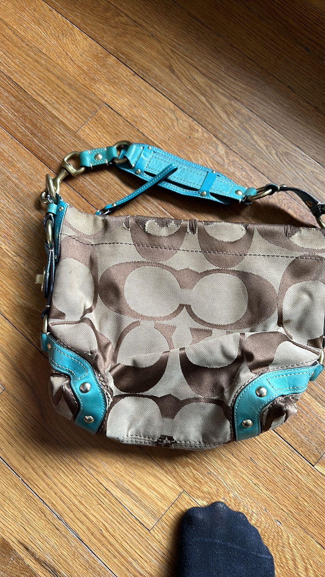 Teal & Tan Coach bag