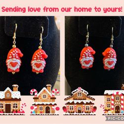 Handmade Gnome Heart Earrings