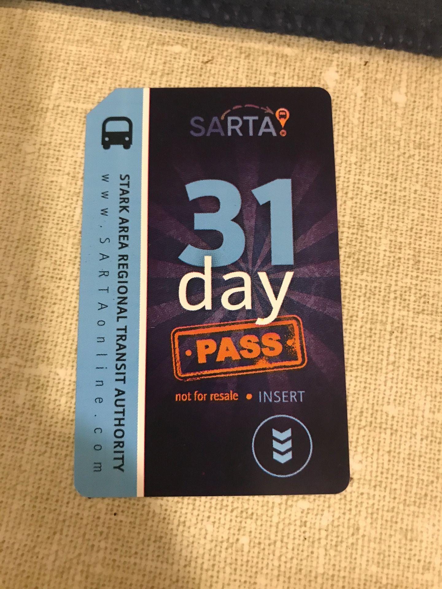 SARTA 31 day bus pass