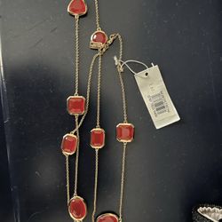 NWT Kate Spade New York Pink Stone Gold Long Station Necklace