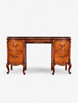 French Provincial Style Burlwood Desk / Vanity by Romweber Industries, c.1940's - Delivery Available