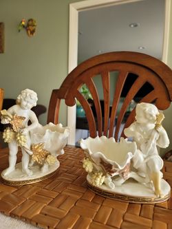 Moore Bros. Porcelain Sweetmeats Bowls Figurines White & Gilded RARE