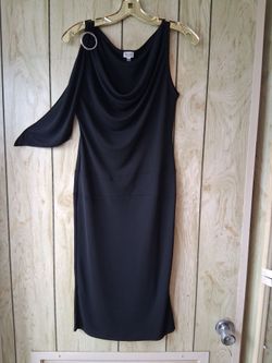 Etam - UK Black Shoulder Bodycon Midi Dress