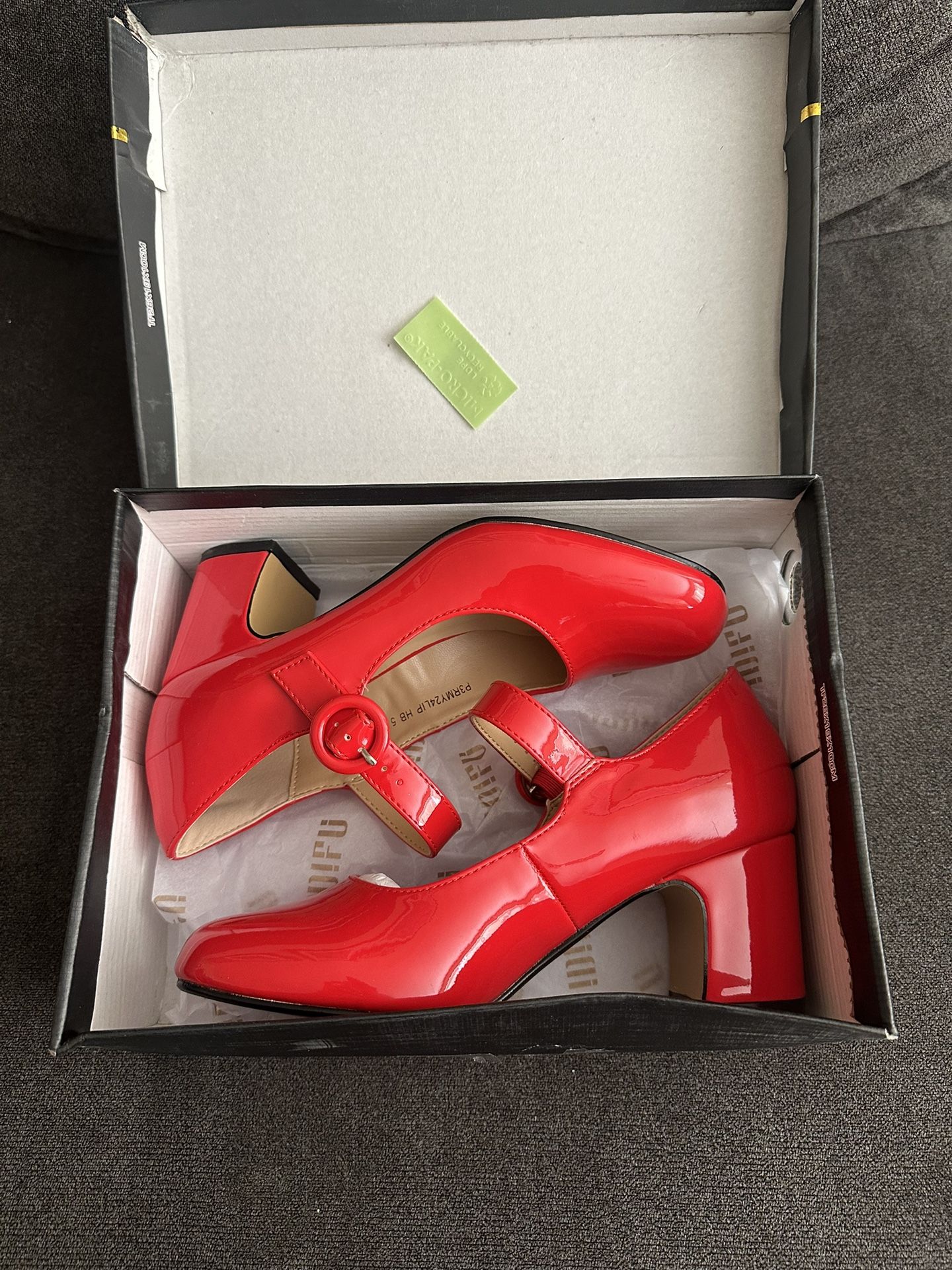 Red Chunky Heels
