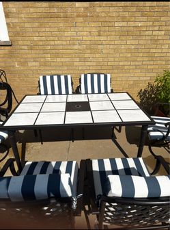 Outdoor Patio Dining Set with Tile Top Table