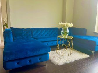 Luxury Couch u shaped modular with chaise lounging style velvet detachable