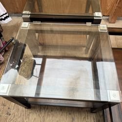 3 Piece End Table Set Glass Top 