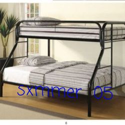 Bunk Bed Metal Full Over Twin  With Matress New Inside The Box 📦 Available In White Color Only Same Day Delivery 