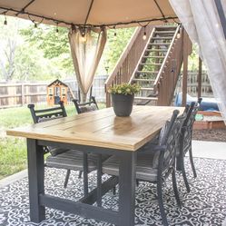 Indoor And Outdoor Farmhouse/Industrial Style Dining Tables.