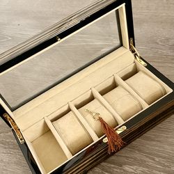 Luxury 5-Slot Wooden Watch Case For Sale $80