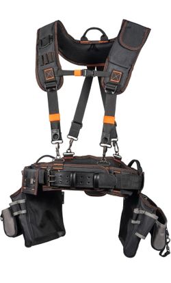 Klein Tools 55896 Tool Rig, Padded Tool Belt, Suspenders and Pouches with 23 Pockets, Adjustable 30 to 52-Inch Waist, for Carpenters, Electricians, Co