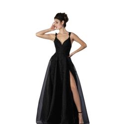 Stella Couture Black Sparkle Tulle Ball Gown