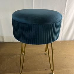 Velvet Vanity Stool Chair for Makeup Room, Vanity Stool with Gold Legs,18” Height, Small Storage Ottoman Foot Ottoman Rest for Living Room, Bathroom