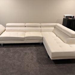 White Faux-leather Couch